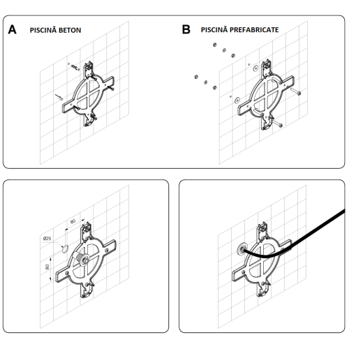 Proiector plat cu LED ALB, 11.5W, cu suport de prindere pentru beton - AstralPool 74941