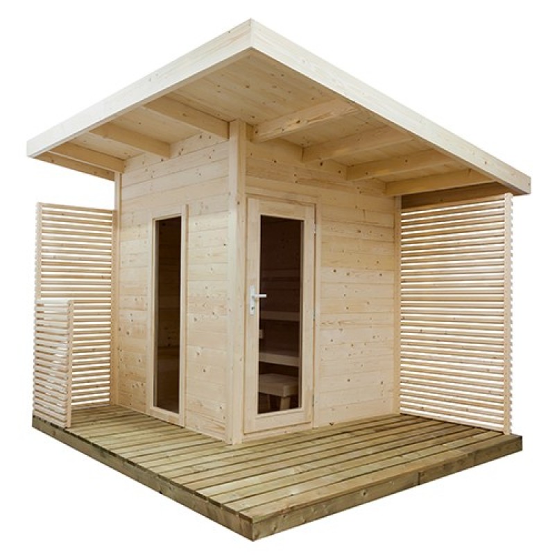 Sauna uscata exterioara din lemn de molid/brad, diferite dimensiuni, Colectia Solide Compact