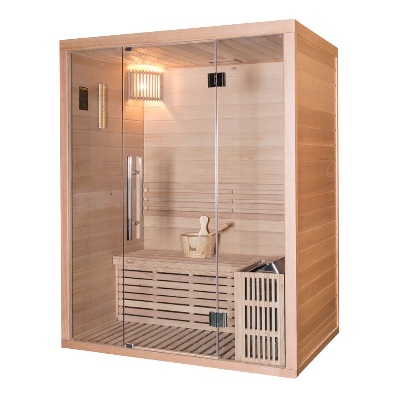 Sauna uscata finlandeaza Igneus din lemn de pin canadian, 2 persoane, 150x105x190 cm - Wellis