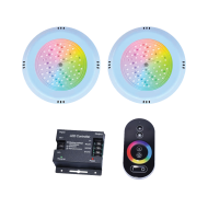 Kit proiector (2 buc) cu LED RGB, modul WiFi, telecomanda si suport prindere liner, plat, 2x30 W