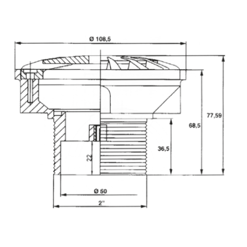 Duza refulare pardoseala grila inox, corp ABS, pentru piscine pe liner/beton Vamilla 313193