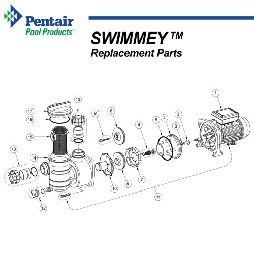 Pompa filtrare apa piscina 5 mc/h la 10 mca, 0.37 kW, Pentair Swimmey SW12 (12M)