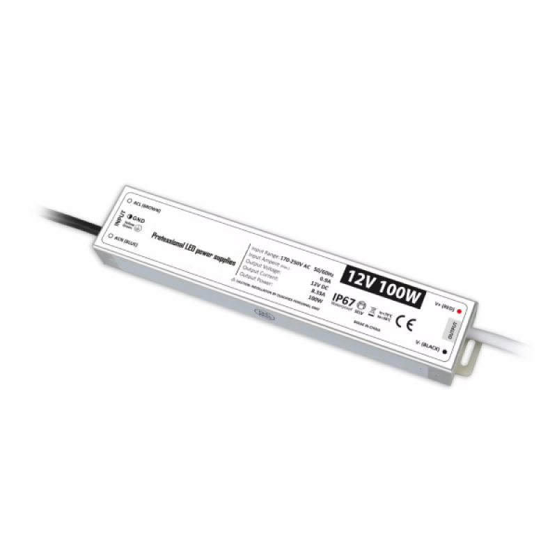 Transformator iluminat LED, 100W, 12v - DC, IP67