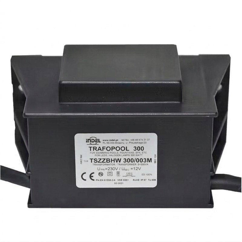 Transformator iluminat piscine 230V-12V AC, IP67, Indel 300W/003M