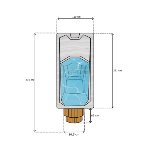 Cadă hidromasaj tip Ciubăr - Arctic, Mojodas