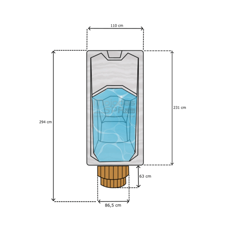Cadă hidromasaj tip Ciubăr - Arctic, Mojodas