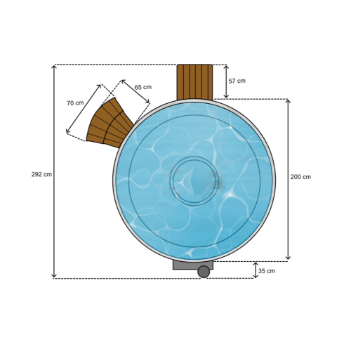 Cadă hidromasaj tip Ciubăr - Classic Round Horizon, Mojodas