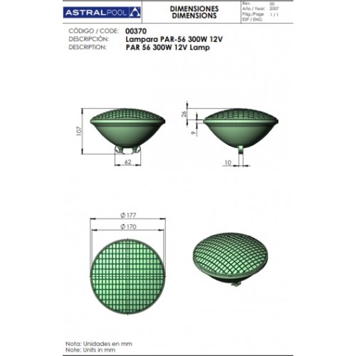 Bec cu halogen ALB, 300W, PAR56 - AstralPool 00370