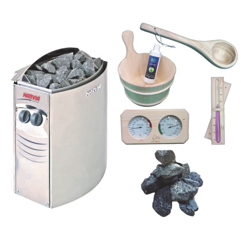 Kit complet pentru sauna - soba 8 kW cu panou incorporat + accesorii, 7-12 m3