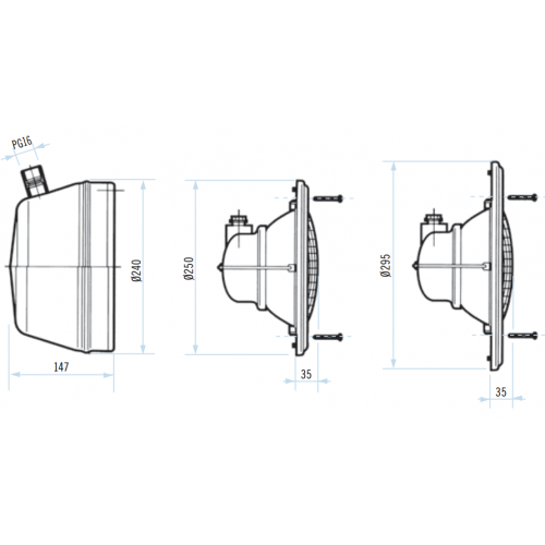 Proiector mini cu halogen, 50 W, filet 2", pentru piscine beton - AstralPool 33708