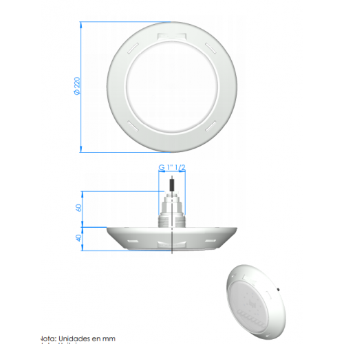 Proiector plat cu LED RGB Lumiplus Rapid, 22W, filet 11/2" - AstralPool 62328
