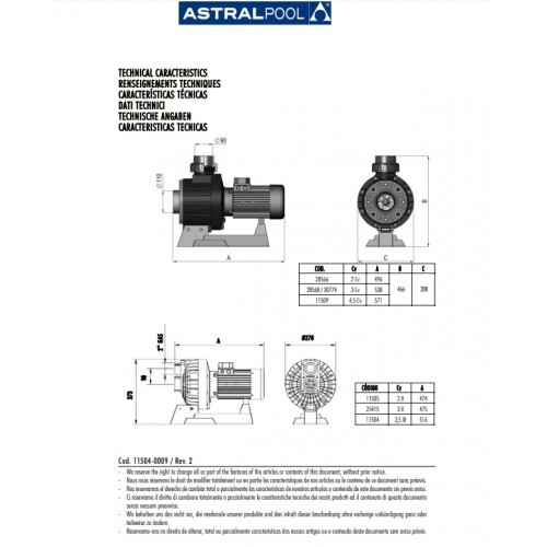 Pompa hidromasaj pentru inot contracurent piscina 2.6 kw 3.5 HP II - AstralPool 11504