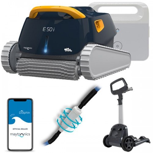 Robot automat curatare piscina, pentru podea, pereti si linia apei, wi-fi, 18 m cablu, lungime piscina max 15 m, E50i - Dolphin Maytronics POOLE50i