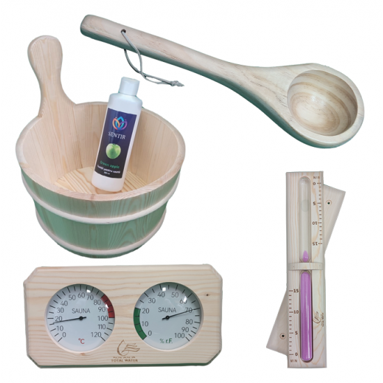 Kit complet accesorii pentru sauna + esenta CADOU