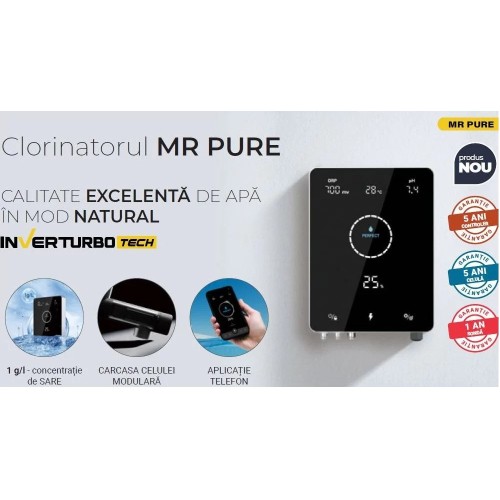 Electrolizor de sare pentru piscina, 110 mc, cu pompa pH, sonda ORP si Wi-Fi, Mr.Pure - Aquark MPS30