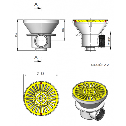 Sifon rotund pentru piscine din beton AstralPool 01467