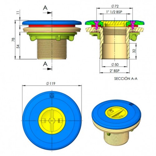 Duza de aspirare perete pe filet pentru piscine pe liner AstralPool 00332
