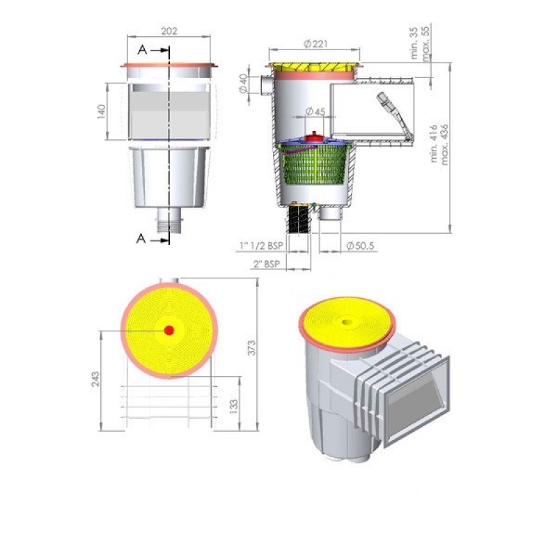 Skimmer cu gura mica pentru piscine pe liner AstralPool 01462